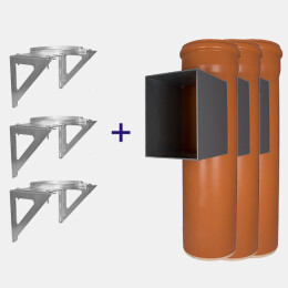 Wäscheschacht Einbau-Set: PVC 250 - rechteckig - 3 fach