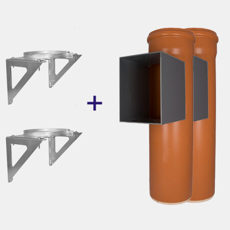 Wäscheschacht Einbau-Set: PVC 300 - rechteckig - 2 fach