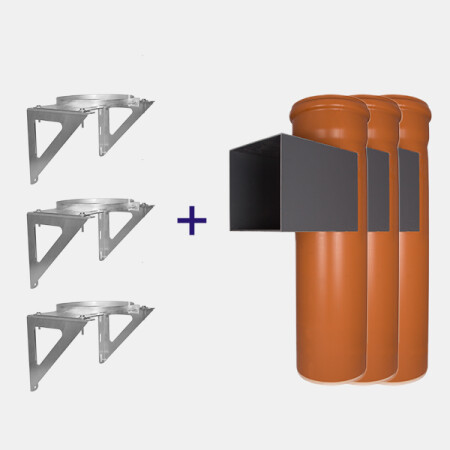 Wäscheschacht Einbau-Set: PVC 300 - quadratisch - 3 fach