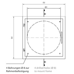 Einwurftür Easy-Line DN280 RAL7037 - Staubgrau